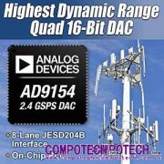 ADI推出四通道、2.4 GSPS、16位數DAC AD9154